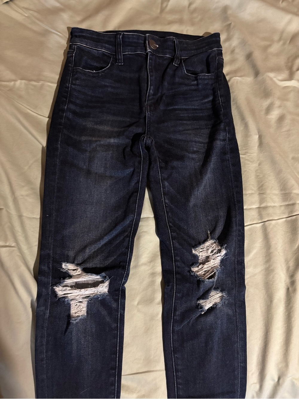 American Eagle Outfitters Dark Blue Ripped High Rise Jeggings